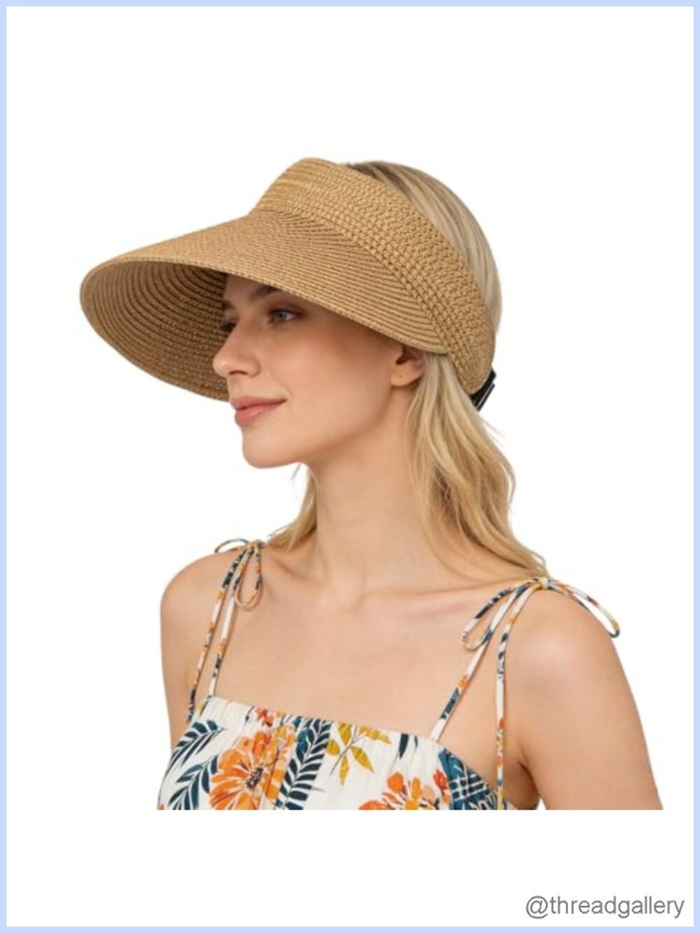 Straw Sun Visor Hat Wide Brim Adjustable Beach Summer UV Protection